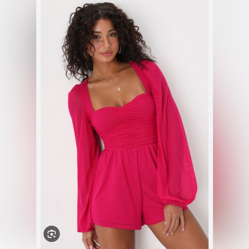 Lulu’s Playful Perfection Fuchsia Romper Size XS